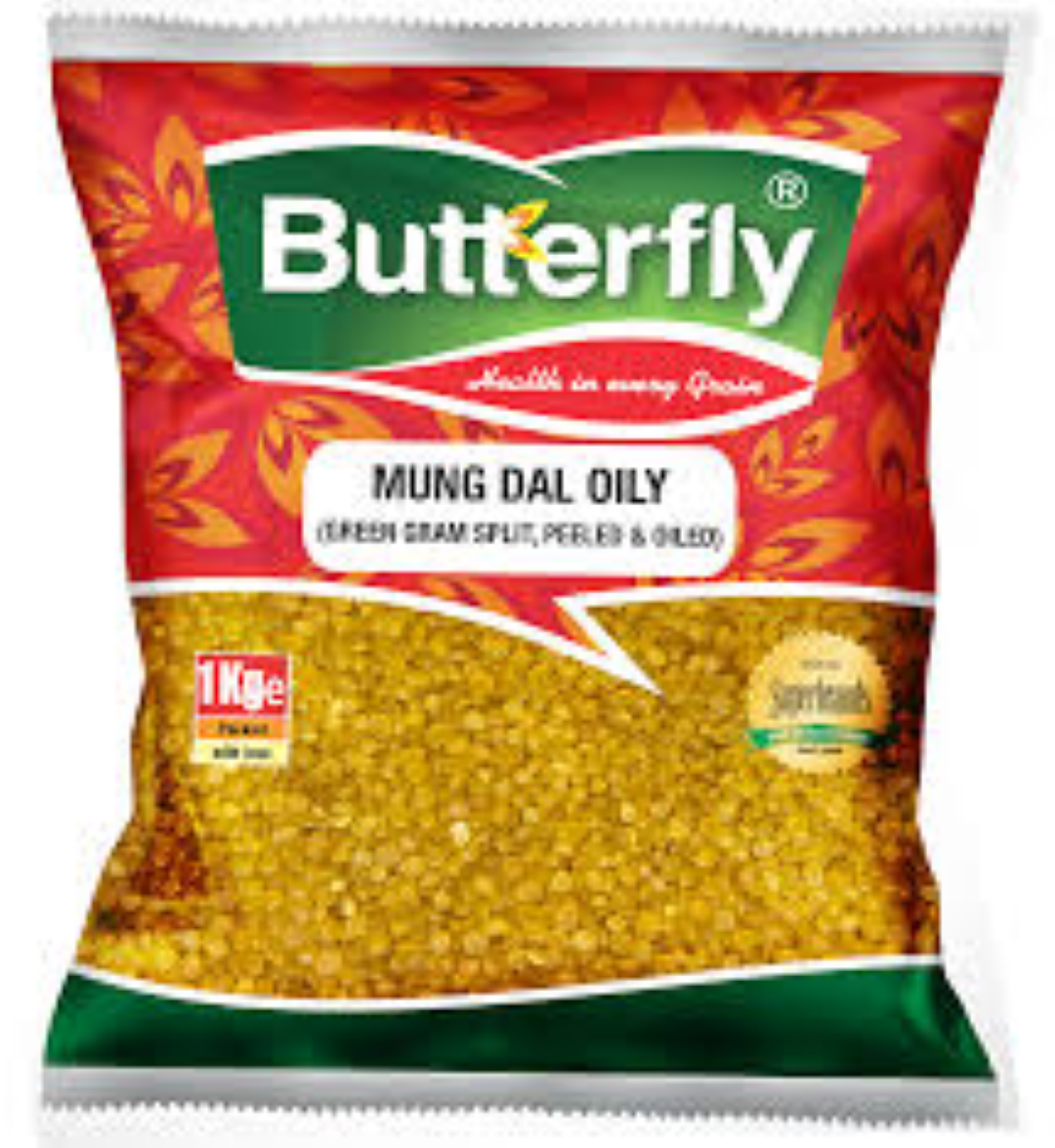 BUTTERFLY MUNG DAL OILY GREEN GRAM SPLIT P N 1KG